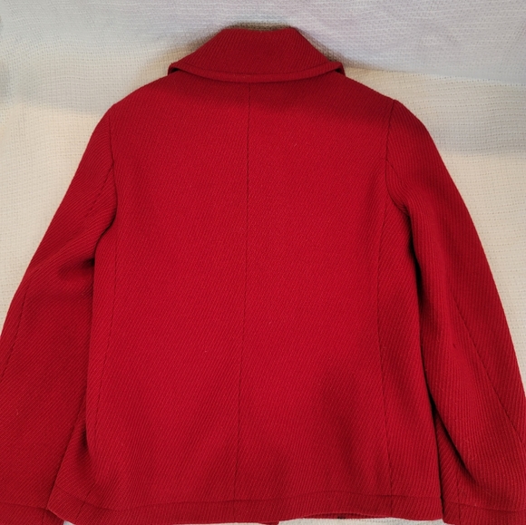 Ann Taylor red wool jacket with toggle and zip closures - Picture 3 of 4